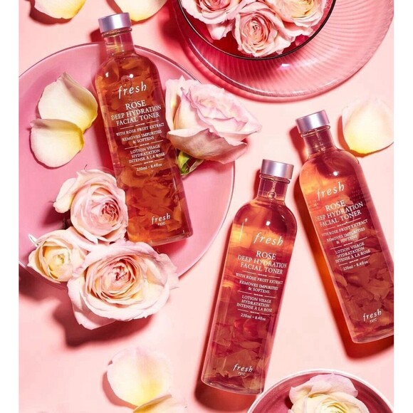 Fresh Rose Dewy Deep Hydration Trio 3 pc Skin Care Toner Mask Gift Set Limited - Picture 7 of 11